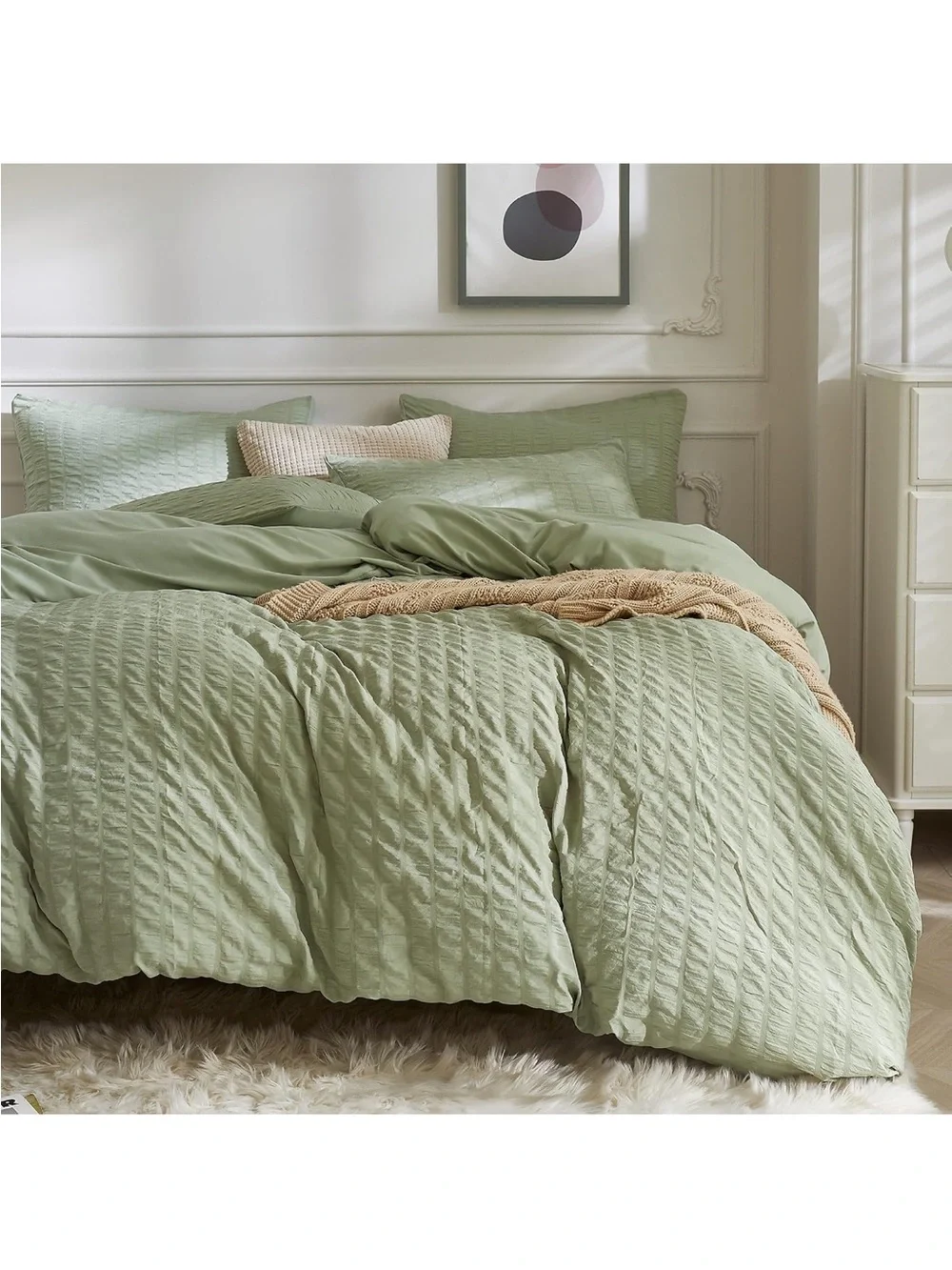 Classic Sage Green duvet cover Set - Soft Textured Comfort